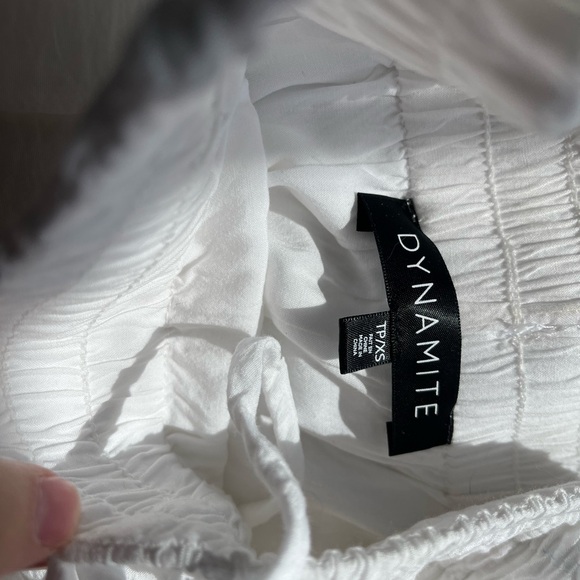 Dynamite White Elastic Waist Wide-Leg Pants - Picture 3 of 3